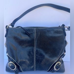 Luce Navy Genuine Leather Handbag Purse